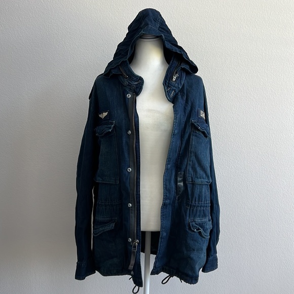 Polo Ralph Lauren Men’s USA Flag Military Patch Denim Field Jacket Size XL - Picture 9 of 16